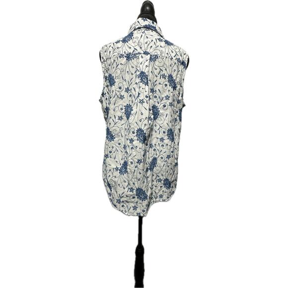 Chaps Women's Floral Button Up Sleeveless Embroidered Tank Top Size L - Picture 2 of 5